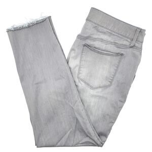 Chico's Jeans Women's 3R, 16R  Gray Mid Rise Comfort Stretch Raw Hem Ankle